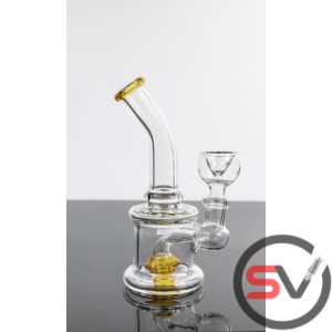 SMALL CURVED NECK COLOR WHEEL GLASS PIPE 6inch